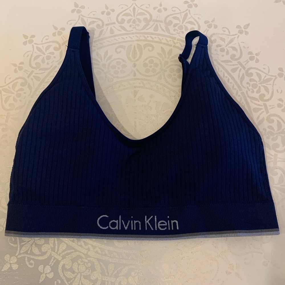 CALVIN KLEIN Deep Blue Ribbed Bralette